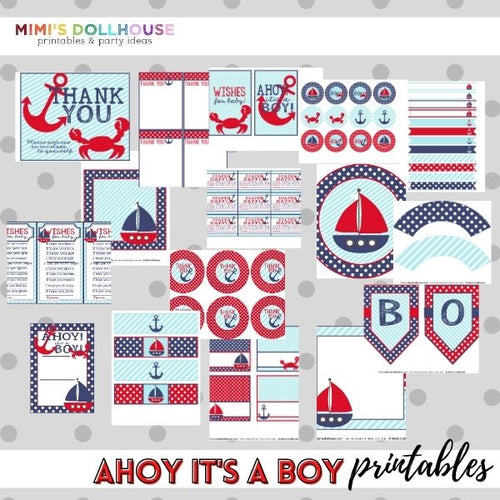 Ahoy It's a Boy Baby Shower Printable Collection