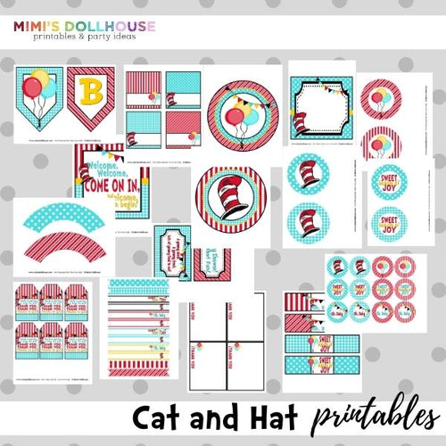 Cat/Hat inspired Party Printable Collection
