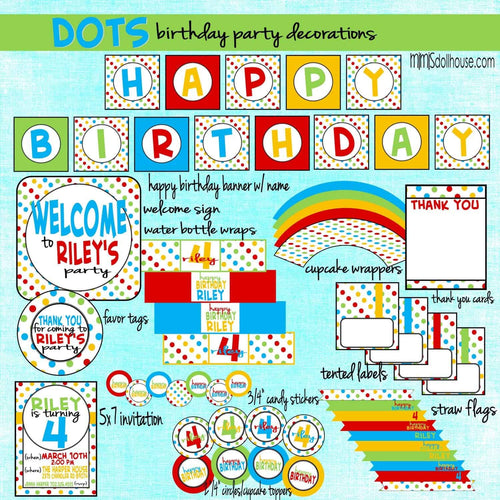 Primary Dots Party Printable Collection