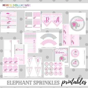 Elephant Sprinkle Baby Shower Printable Collection