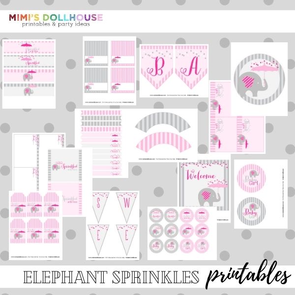 Elephant Sprinkle Baby Shower Printable Collection