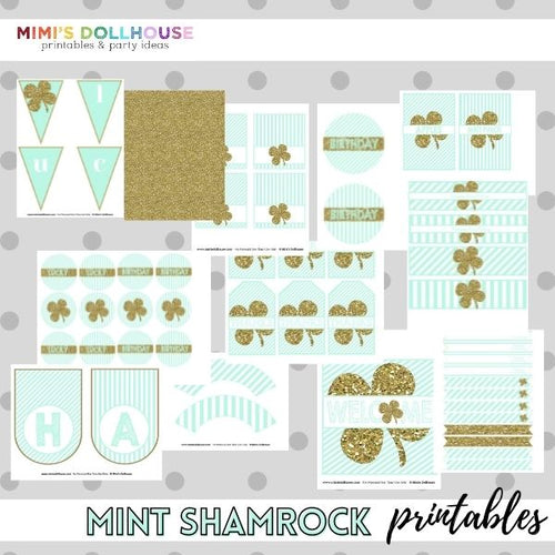 Mint Shamrock Party Printable Collection