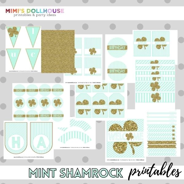 Mint Shamrock Party Printable Collection