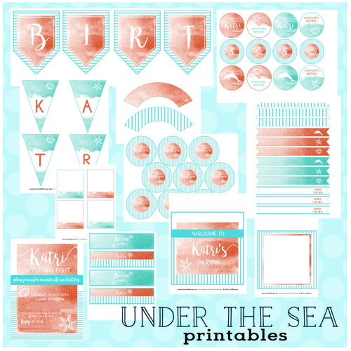 Watercolor Under the Sea Party Printable Collection