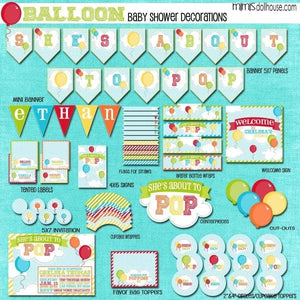 "She's about to POP" Balloon Baby Shower Printable Collection