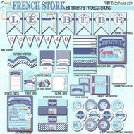 French Stork Baby Shower Printable Collection