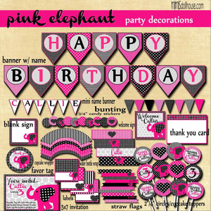 Pink Elephant Party Printable Collection