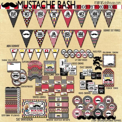 Mustache Bash Party Printable Collection