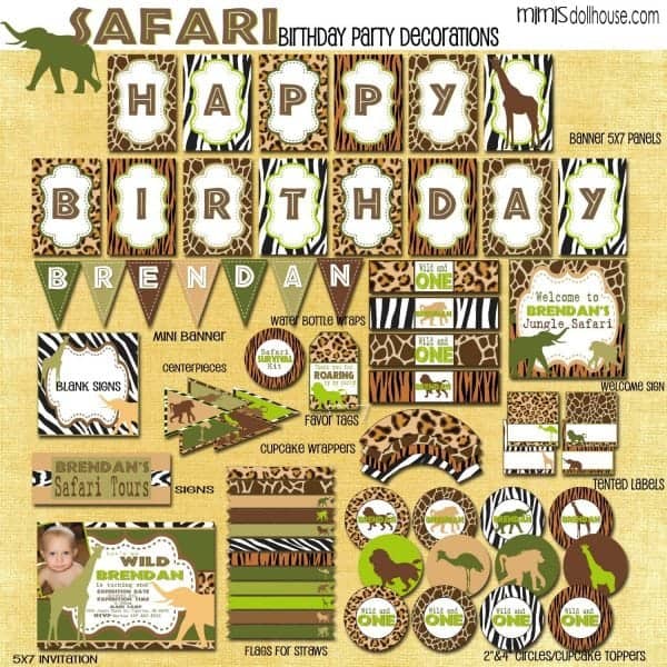 Safari Party Printable Collection – MD Printables