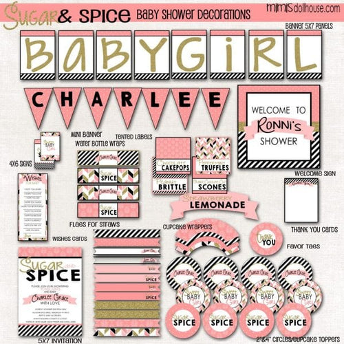 Sugar and Spice Baby Shower Printable Collection