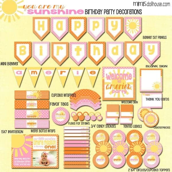 Sunshine Party Printable Collection