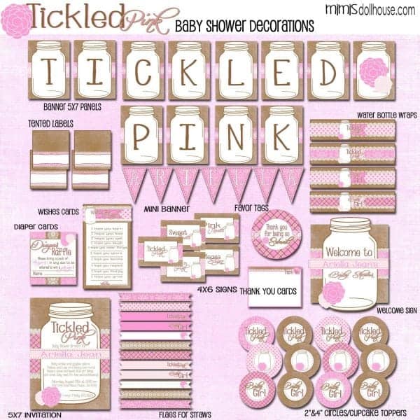 Tickled Pink Baby Shower Printable Collection