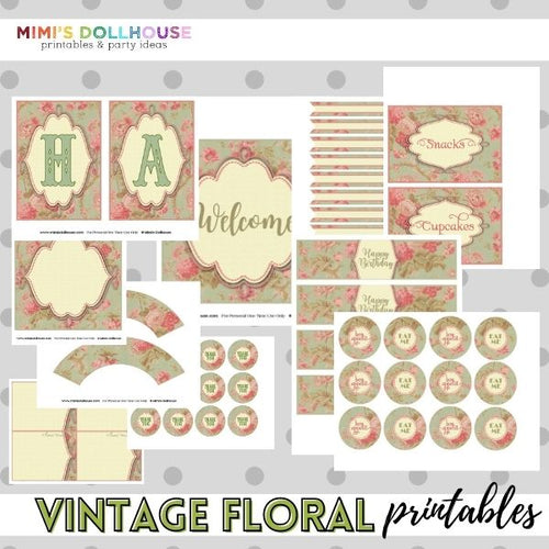 Vintage Floral Party Printable Collection